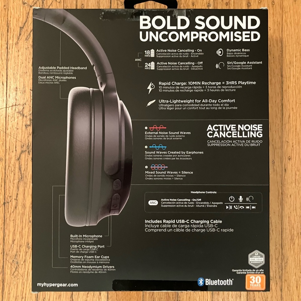 HyperGear Black Wireless Headphones - Picture 2 of 2